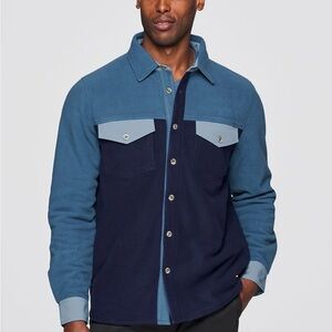 AVALANCHE Men's 3-Tone Lightweight Button-up Micro Fleece Shirt Jacket w Pockets